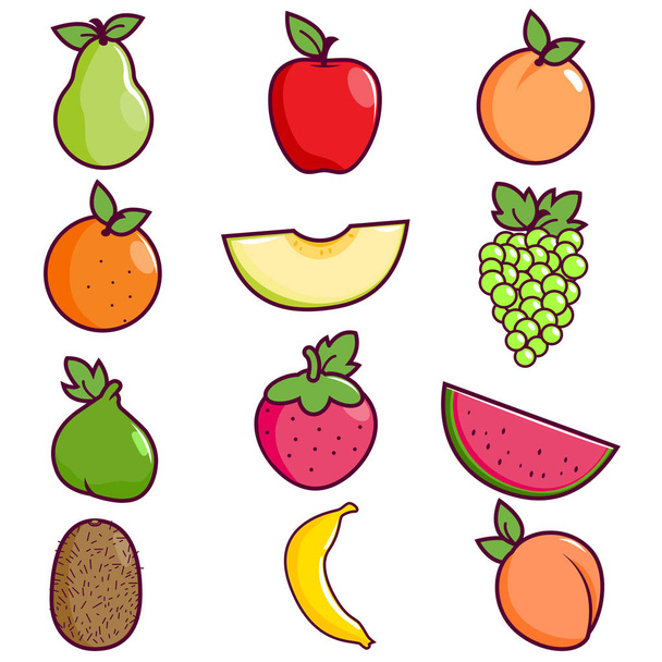 vector collectie van diverse vruchten. - Vector, afbeelding