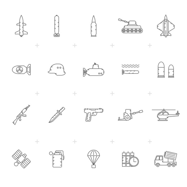 Line Army, weapon and arms Icons - vector icon set - Вектор, зображення