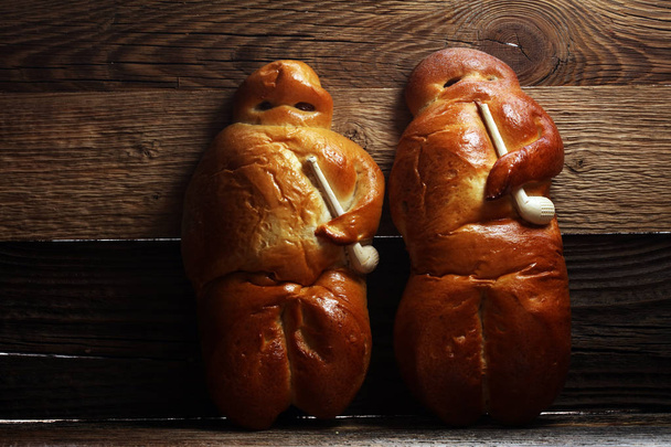 stutenkerl or weckmann. baked traditional german pastery - Photo, Image