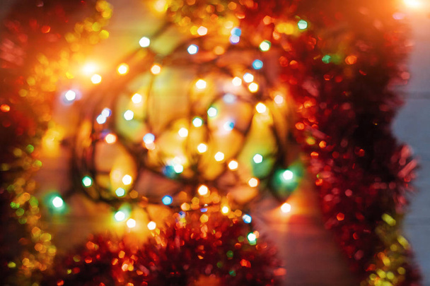 Christmas toys background. Abstract background with colorful bokeh background. In anticipation of the holiday. - Foto, imagen