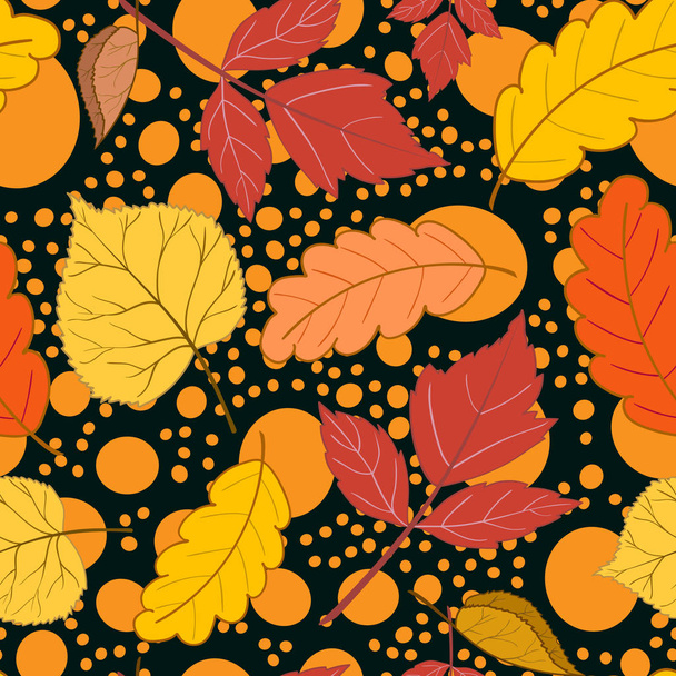 Beautiful bright autumn seamless pattern with colorful leaves - Vettoriali, immagini
