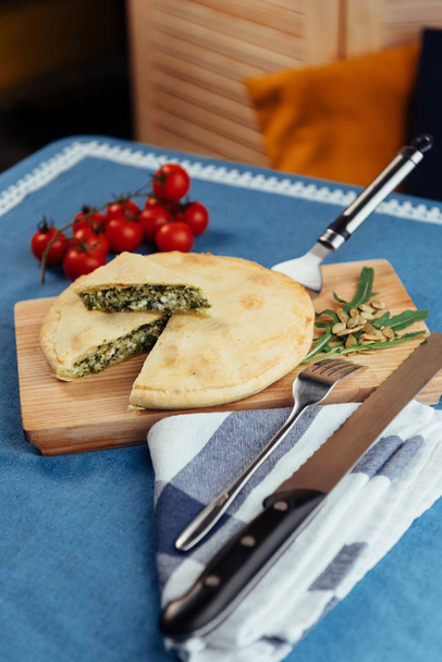 Traditional Greek spinach pie with puff pastry. - Photo, image
