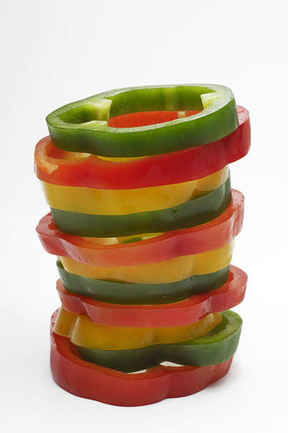 Stack Of Multicolored Capsicum Slices - Fotoğraf, Görsel