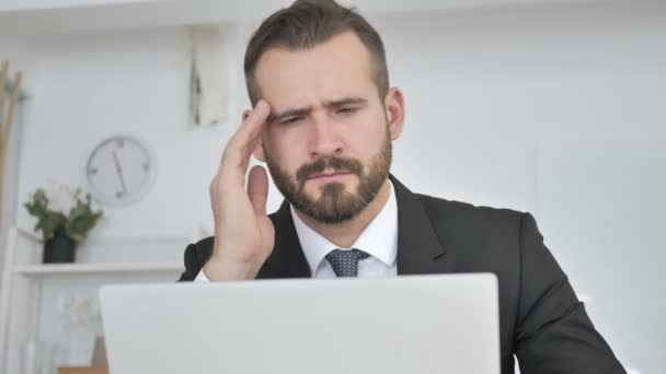 Headache, Stressed Businessman with Head Pain - Footage, Video