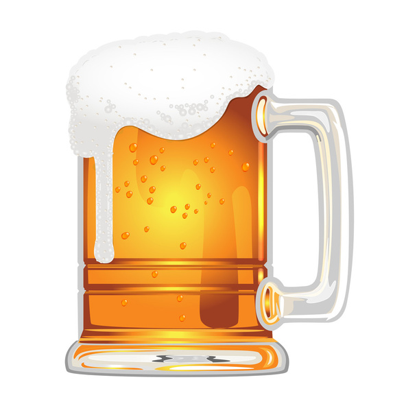 μπύρα με της ουροδόχου κύστης σε γυαλί κούπα σε λευκό - Διάνυσμα, εικόνα