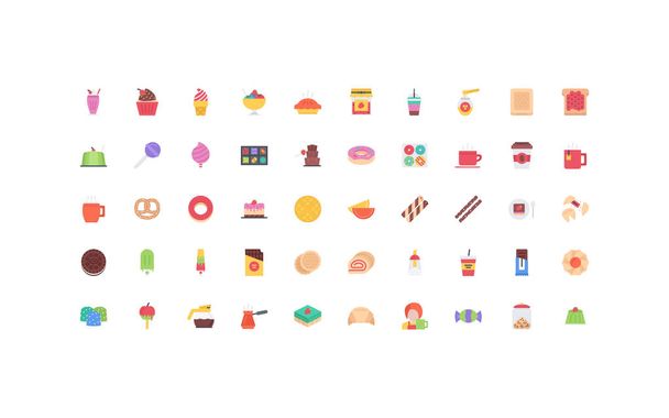 Color cafe icons on white background - Vector, Image