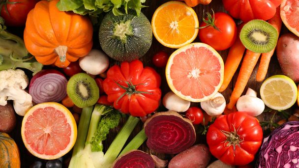 frutas e produtos hortícolas variados, frescos
 - Foto, Imagem