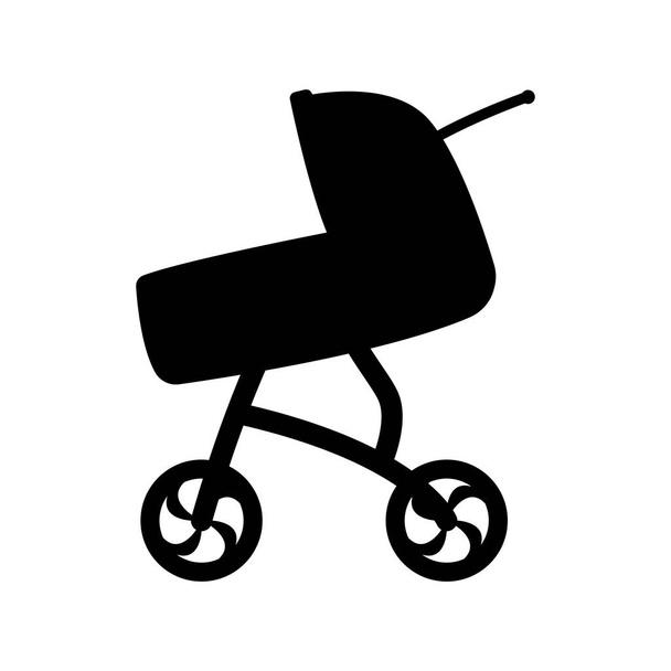baby wandelwagen vector illustratie zwarte silhouet prifile  - Vector, afbeelding