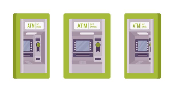 Pankkiautomaatti rakennettu vihreä seinä
 - Vektori, kuva