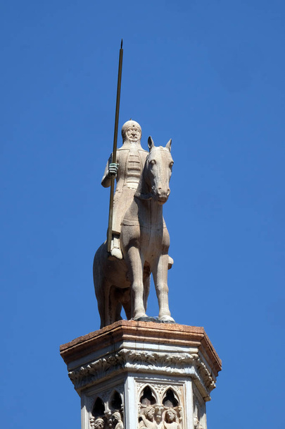 Equestrian statue of Cansignorio della Scala, Tomb of Cansignorio della Scala, work by Bonino da Campione, Scaliger Tombs in Verona, Italy - Photo, Image