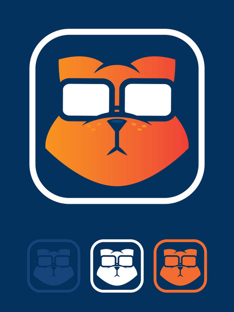 Помаранчева кішка в окулярах значок
 - Вектор, зображення