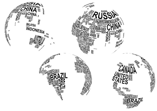 Weltkarte mit Ländernamen - Vektor, Bild