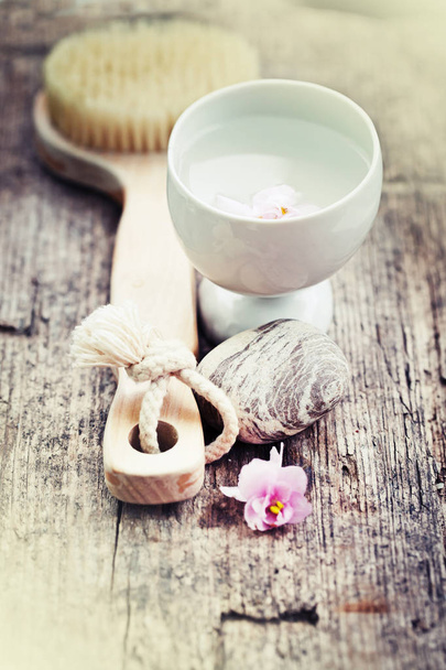 closeup view of conceptual tools for spa relaxation - 写真・画像
