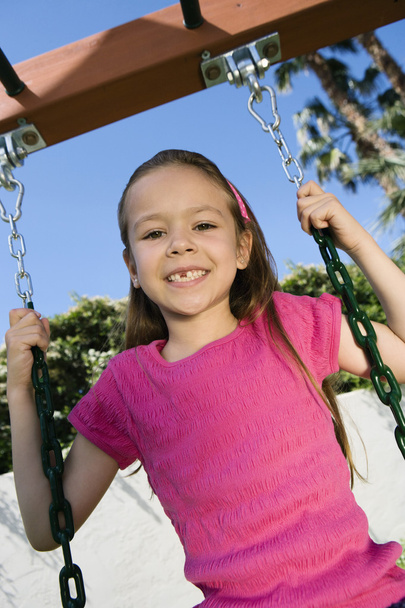 Young Girl Swaying On A Swing - Photo, Image