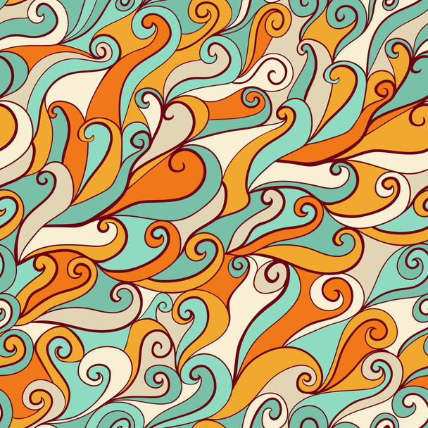 Seamless wave hand-drawn pattern - Vector, Image