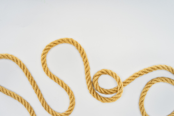 elevated view of nautical rope isolated on white  - Zdjęcie, obraz