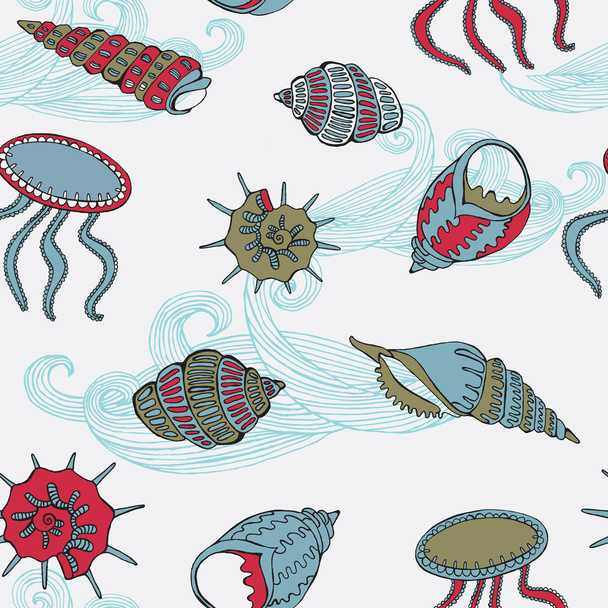 Abstract vector illustration with sea fauna. - Wektor, obraz