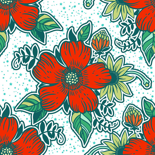 Colorful floral seamless vector pattern. - Vetor, Imagem