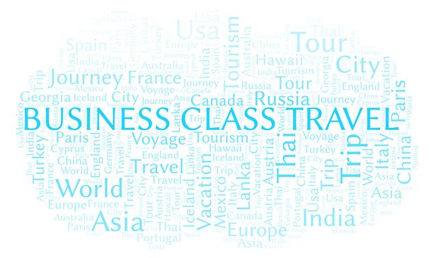 Business Class Reise Word Cloud. Wordcloud nur mit Text erstellt. - Foto, Bild