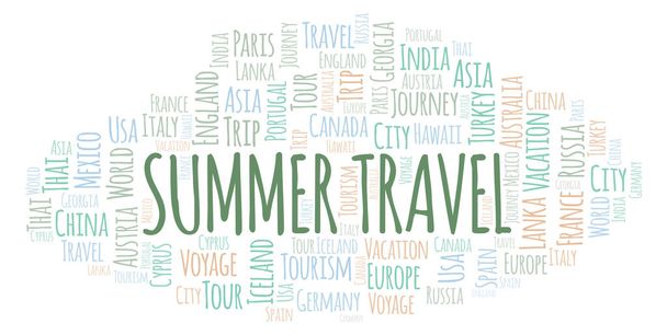 Summer Travel nuvem de palavras. Wordcloud feito apenas com texto
. - Foto, Imagem