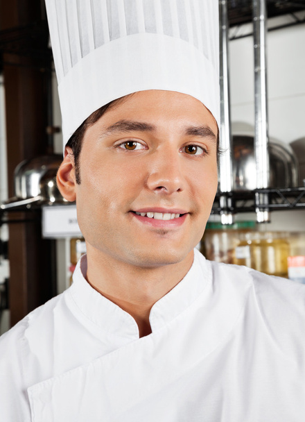 Happy Male Chef In Kitchen - Valokuva, kuva