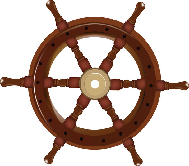wooden rudder for boat and sailing ship - Vector, Image