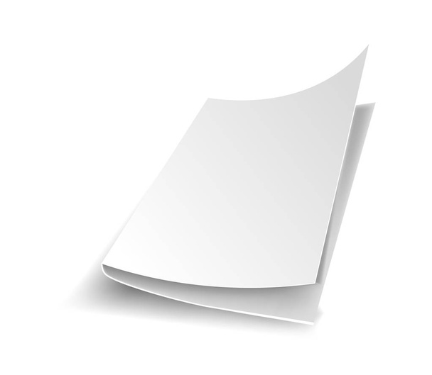 Белая офисная бумага чистый лист с оттенком изолированного вектора значка. Ноутбук и документ для заполнения информации и данных, написания статей, публикации. Предмет для людей, работающих в различных учреждениях
 - Вектор,изображение