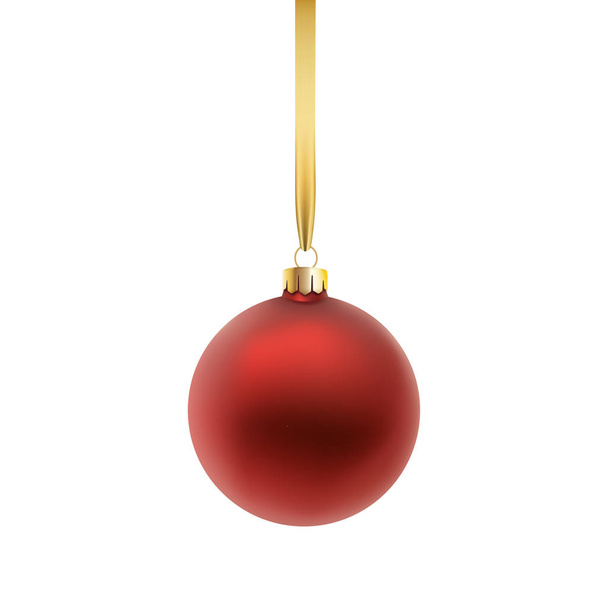 Red Christmas ball, isolated on white background. Vector illustration. - ベクター画像