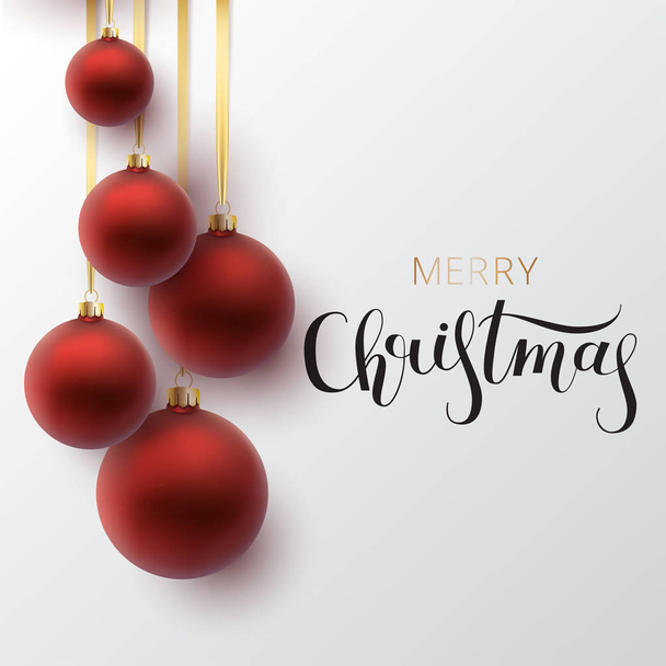 Tarjeta de felicitación navideña. Bola roja de Navidad, con un ornamento y
 - Vector, Imagen