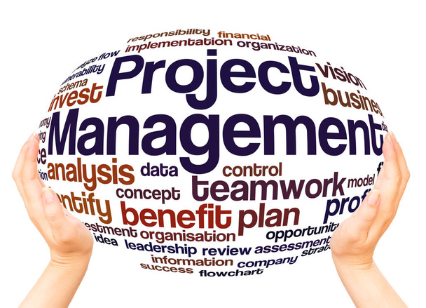 Project Management word cloud hand sphere concept on white background. - Photo, Image