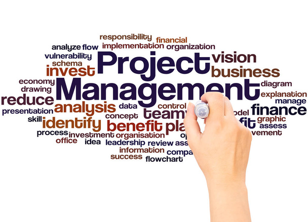 Project Management nuvem de palavras conceito de escrita de mão sobre fundo branco
. - Foto, Imagem