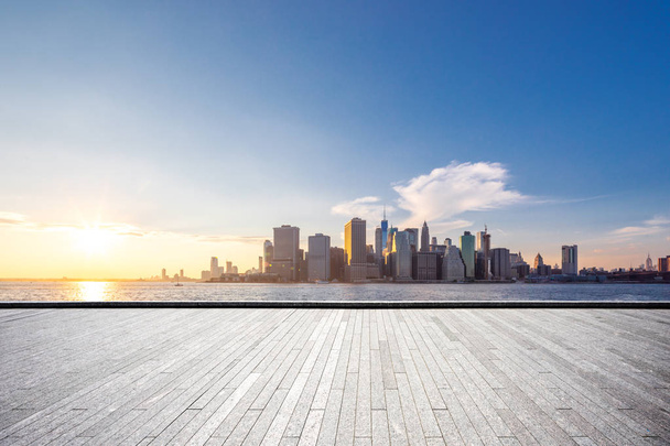 empty floor with modern cityscape in New York - Photo, Image