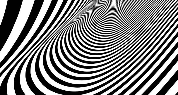 Optikai illúziós vonalak háttér. Absztrakt 3D-s fekete-fehér illúziók. Optikai illúziós vektor koncepcionális kialakítása. EPS 10 Vektor illusztráció - Vektor, kép