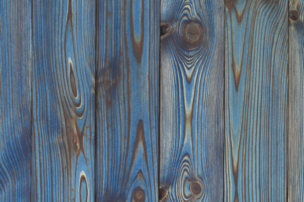 Blue wooden table background. Close up of rustic blue wood table - Fotó, kép