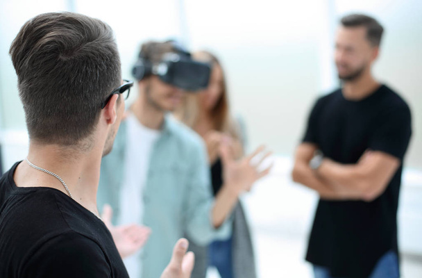 Positive colleagues testing virtual reality glasses - Fotografie, Obrázek
