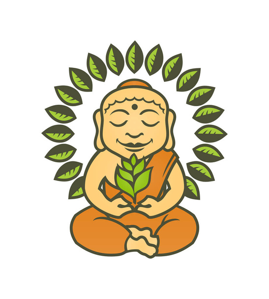 Personaggio Buddha con piante in posa di loto
 - Vettoriali, immagini
