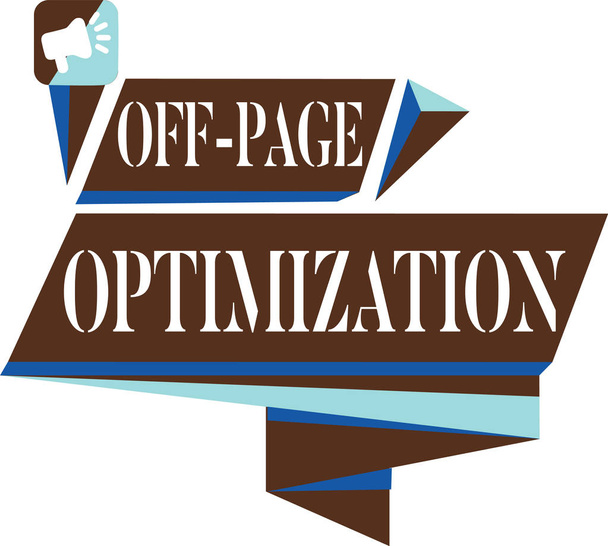 Tekstbord met Off Page Optimization. Conceptuele foto Website Externe procespromotie Methode Ranking - Foto, afbeelding