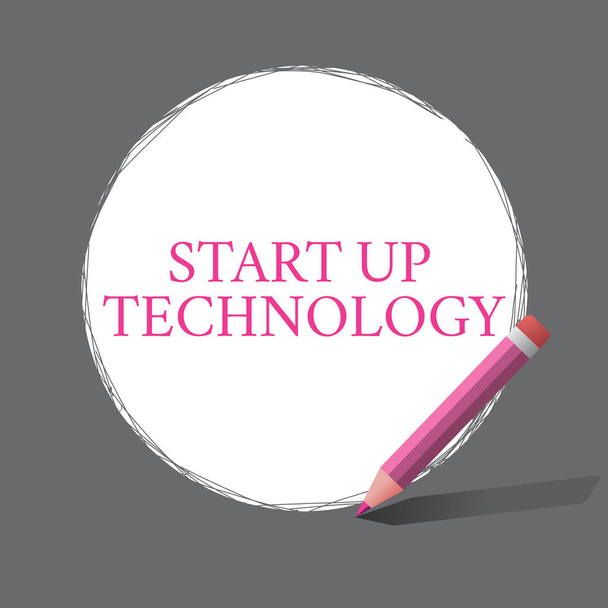 Text rukopisu psaní technologie Start. Pojetí znamená mladé technické společnosti původně financované nebo financovaných - Fotografie, Obrázek