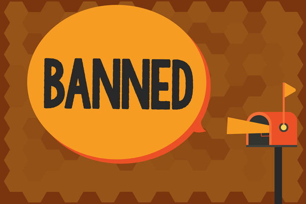 Rukopis textu psaní Banned. Pojetí znamená oficiálně zabránit někdo dělá něco právně zakázat - Fotografie, Obrázek