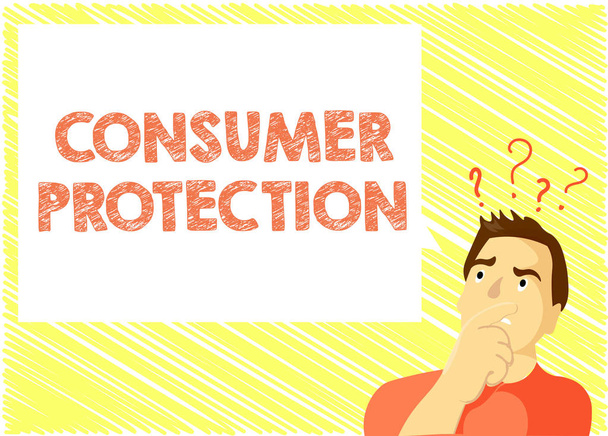 Word κείμενο γραφής Προστασία των καταναλωτών. Επιχειρηματική έννοια για τους νόμους του δίκαιου εμπορίου για τη διασφάλιση της προστασίας των καταναλωτών - Φωτογραφία, εικόνα