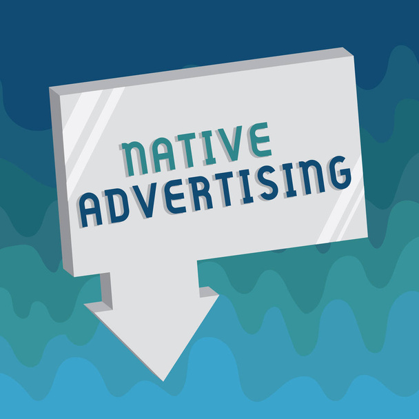 Handschrift tekst Native Advertising. Concept betekent Online Betaalde Advertenties Match the Form Function of Webpage - Foto, afbeelding