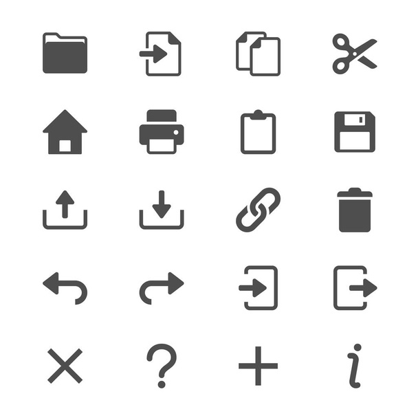 Application toolbar glyph icons. Clear and sharp. Easy to resize. - Vector, Image