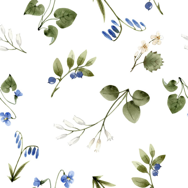 Watercolor floral vector pattern - Vector, Image