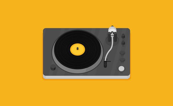 Stereo vinyl player on yellow background  - Vektor, Bild
