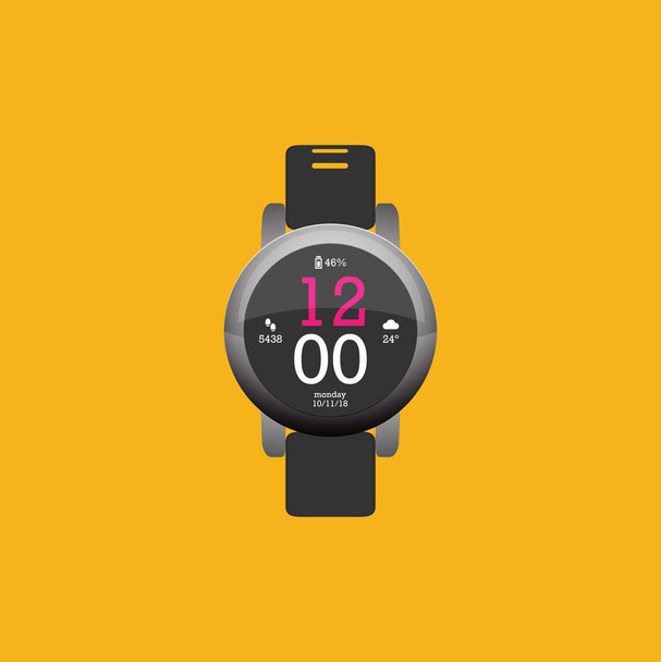 vector illustration of watch on yellow background - Vector, afbeelding