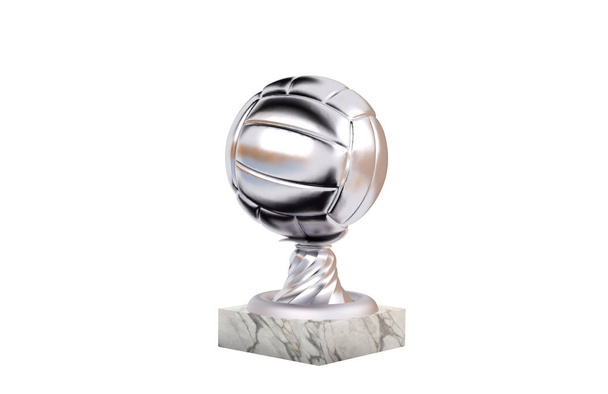 Волейбол срібло трофей з мармуру бази на білому фоні - Фото, зображення