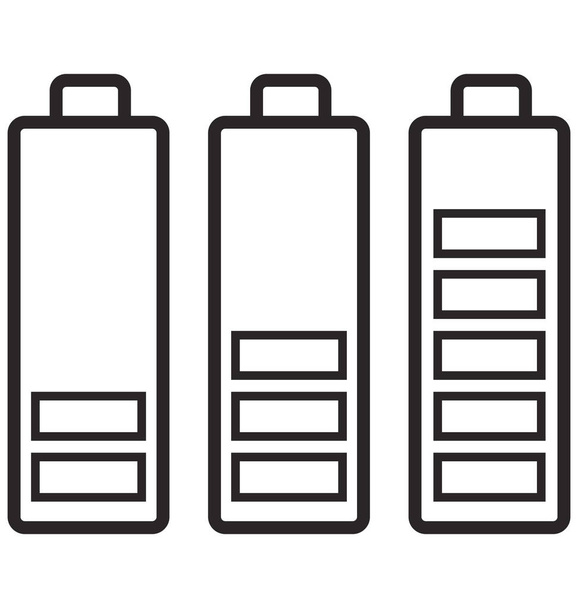 Batteries levels, battery charging Isolated Vector Icon can be easily modified or edit - Vector, Image