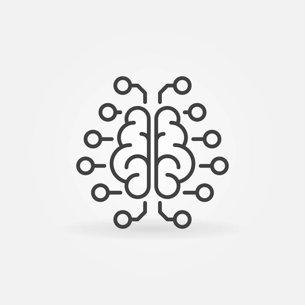 Artificial Intelligence brain vector outline icon - Vektör, Görsel