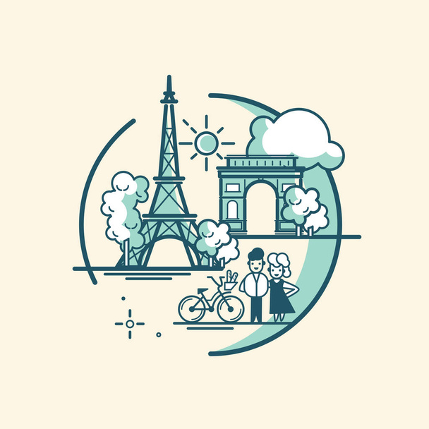 Paris illustration vector artwork. Isolated artwork on white background - Vector, Image