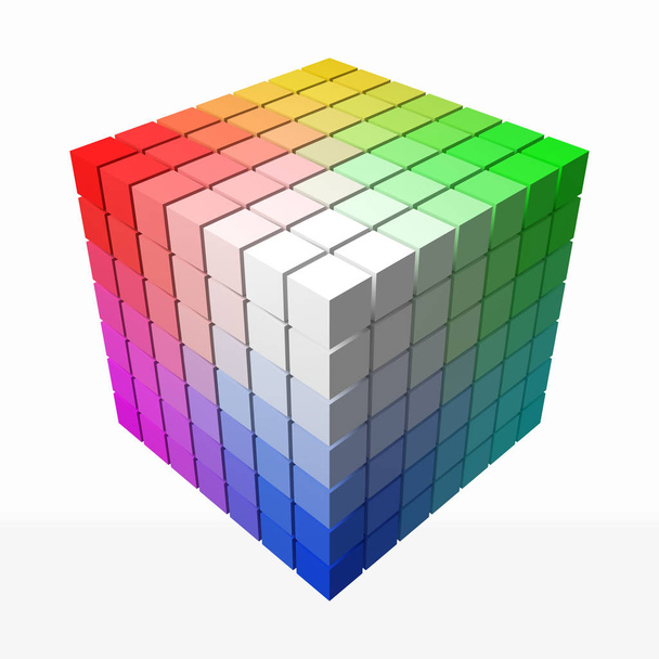 i piccoli cubi fanno il gradiente a colori in forma di cubo grande. Illustrazione vettoriale in stile 3d
. - Vettoriali, immagini